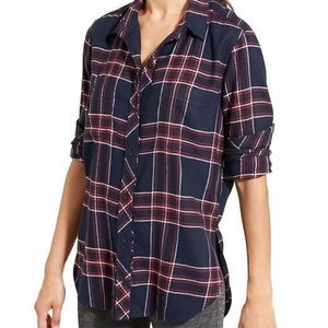Athleta Cozy Flannel Button Up Shirt Soft Size XS